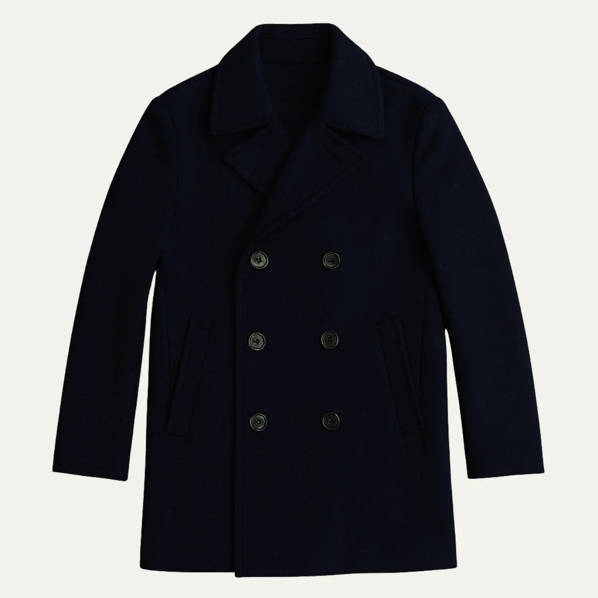 Men's Pea Coat – Navy Wool Double-Breasted
