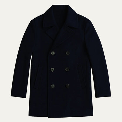 Men's Pea Coat – Navy Wool Double-Breasted