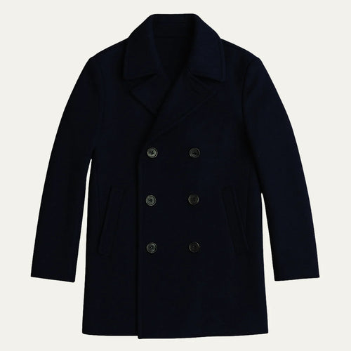 Men's Pea Coat – Navy Wool Double-Breasted