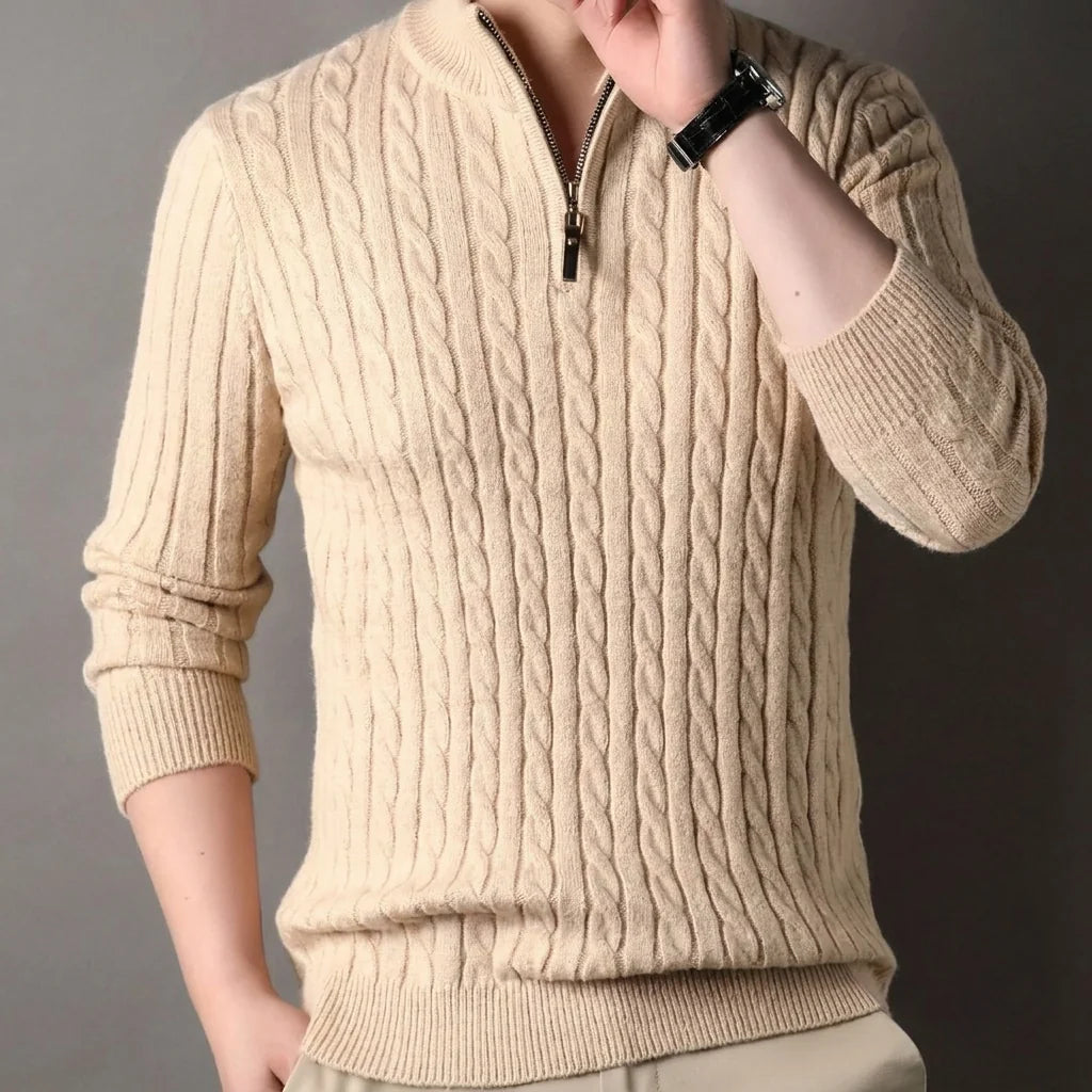 Men's Cable Knit Half-Zip Sweater