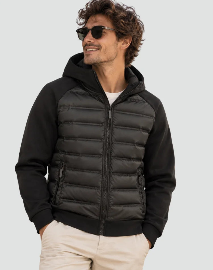 Men's Puffer Jacket – Black Hybrid Hooded
