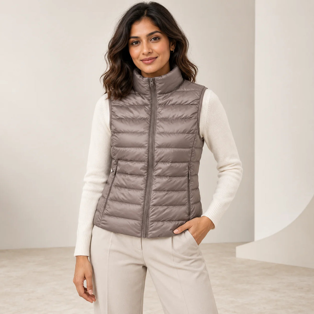 Padded Gilet Lightweight Stand Collar Vest