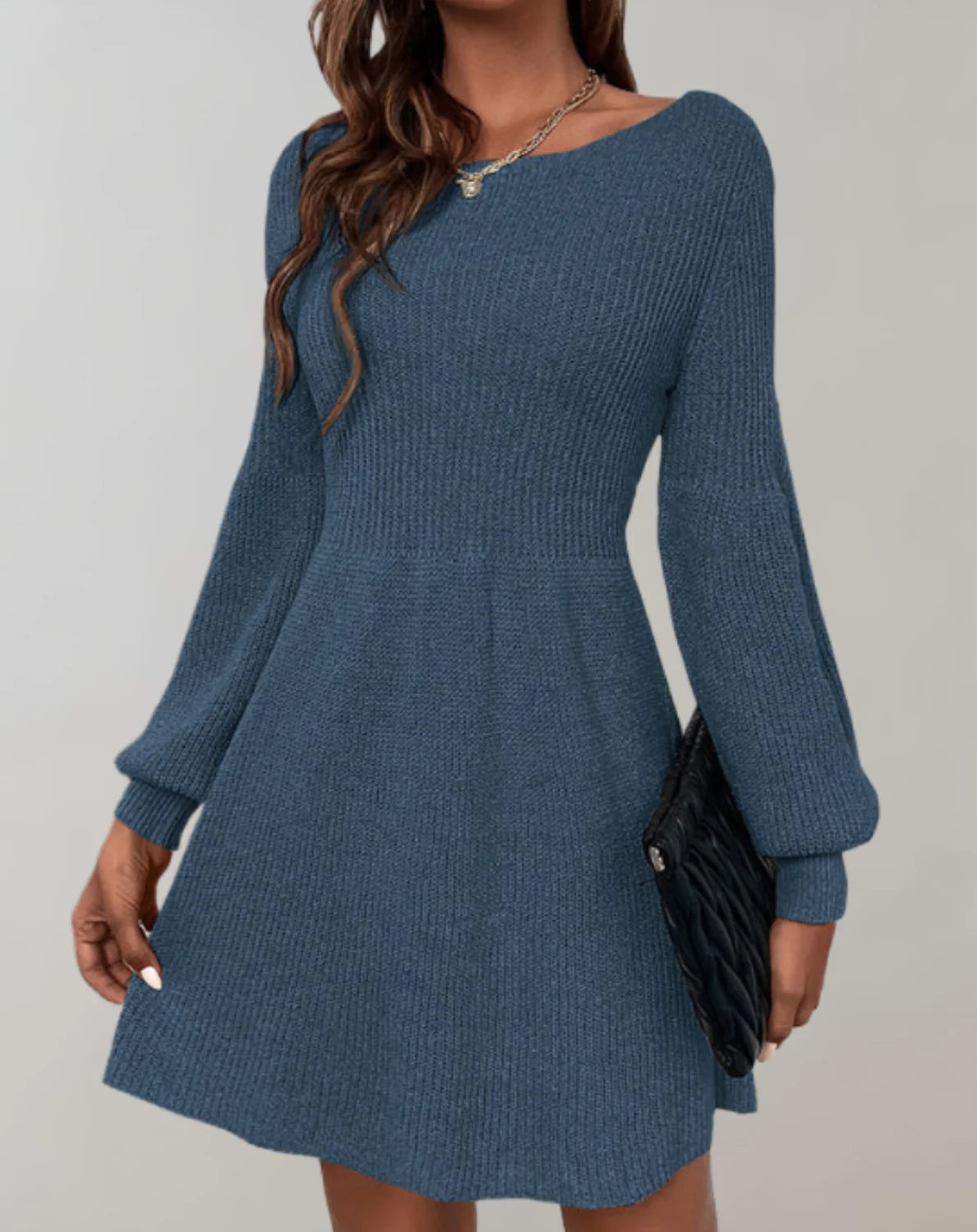 Sweater Dress – Black Fit and Flare Mini