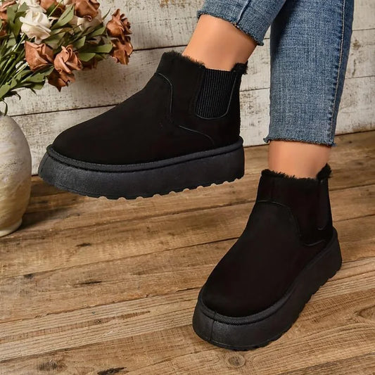 Chelsea Boots – Black Lined Platform Slip-On