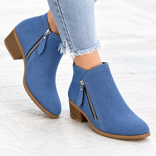 Friana | Block Heel Ankle Boots Side Zip