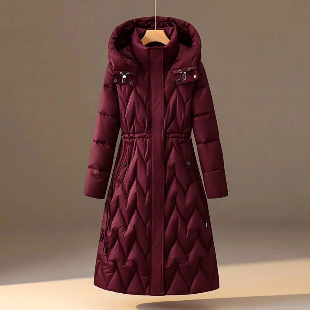 Women's Long Quilted Hooded Winter Coat