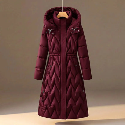 Women's Long Quilted Hooded Winter Coat