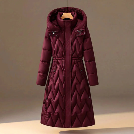 Women's Long Quilted Hooded Winter Coat