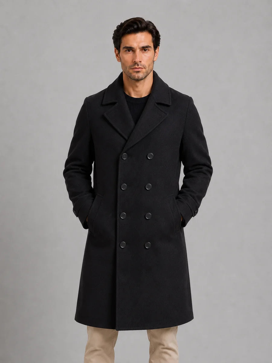 Men's Double Breasted Long Coat – Tailored Winter Overcoat
