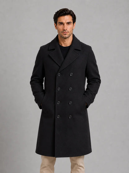 Men's Double Breasted Long Coat – Tailored Winter Overcoat