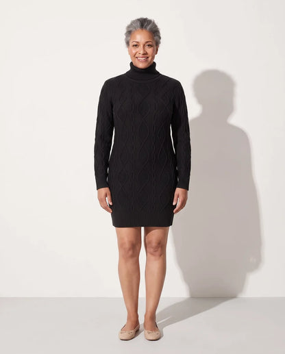Cable-Knit Roll-Neck Jumper Mini Dress
