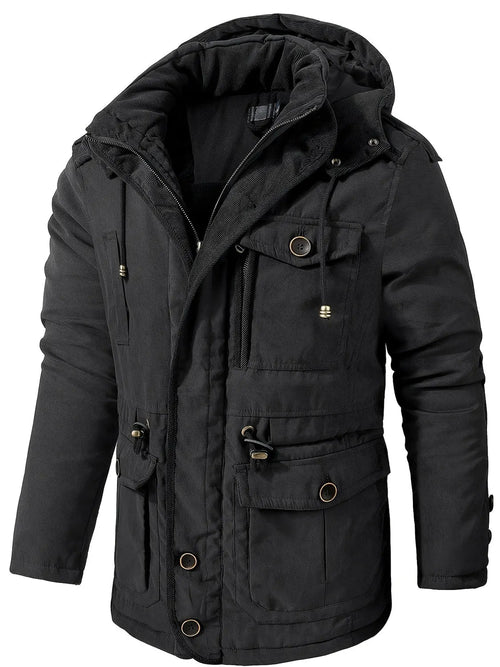 Men's Hooded Jacket – Black Insulated Utility