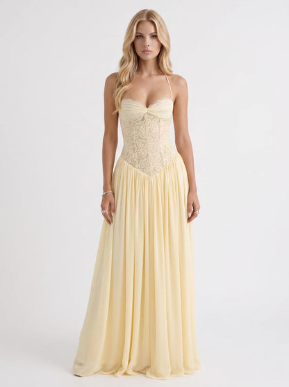 Isabella | Lace Maxi Dress with Corset Bodice