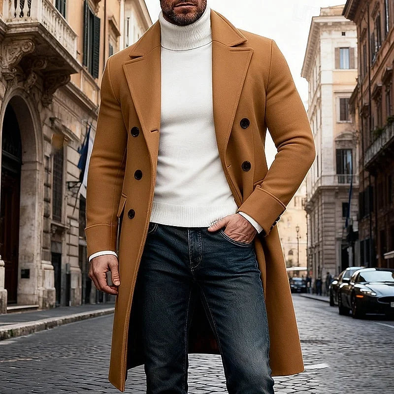 Men's Long Wool-Look Overcoat