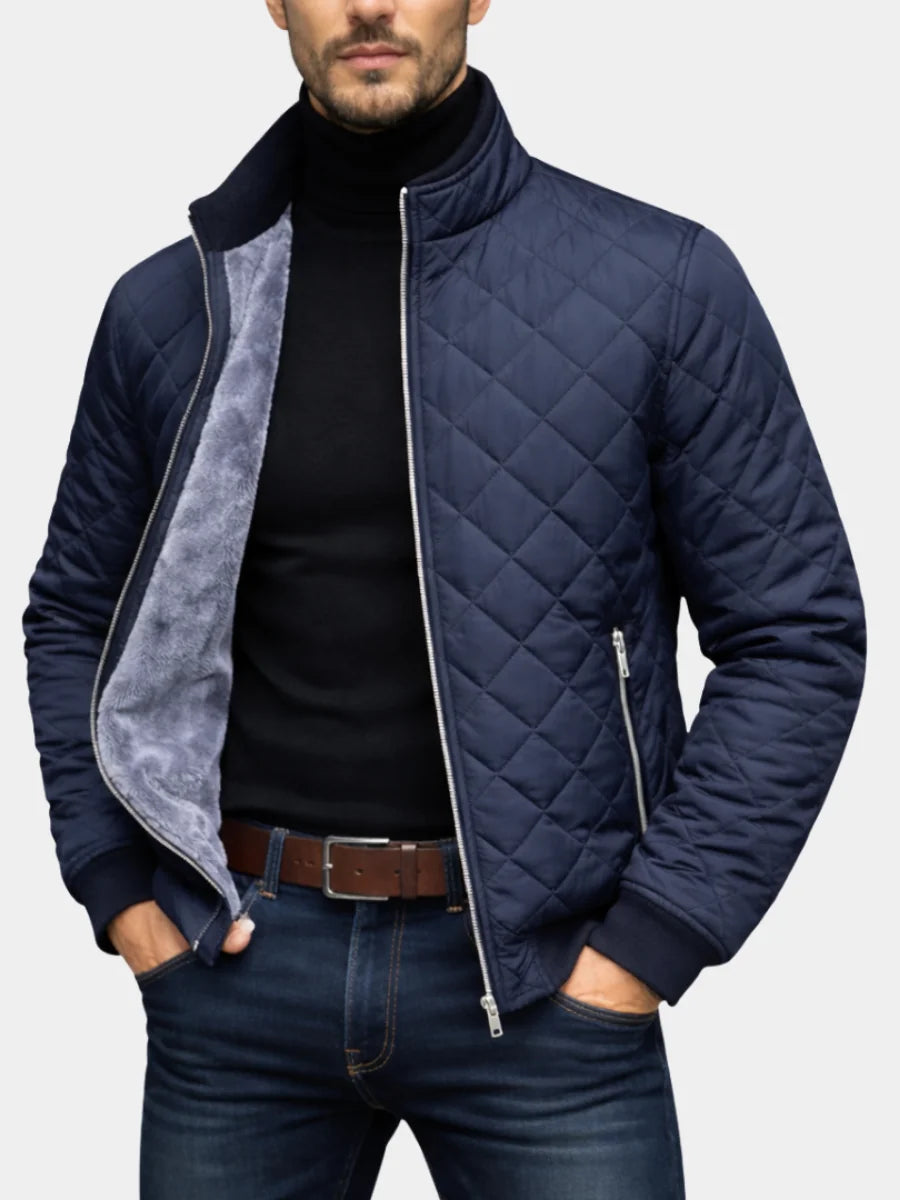 Men's Puffer Jacket – Navy Diamond Quilted