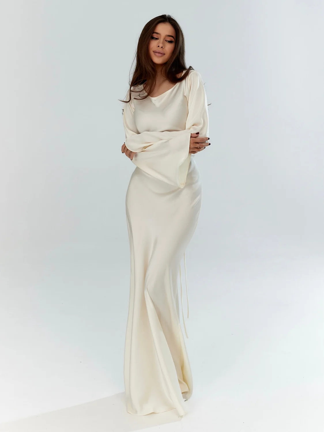 Wedding Guest Dress – Black Long Sleeve Maxi