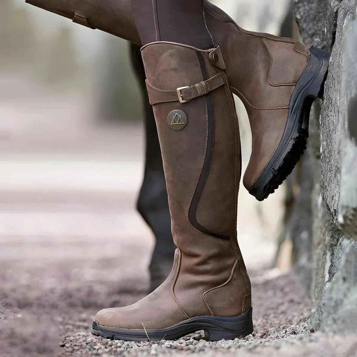 Knee High Riding Boots with Buckle