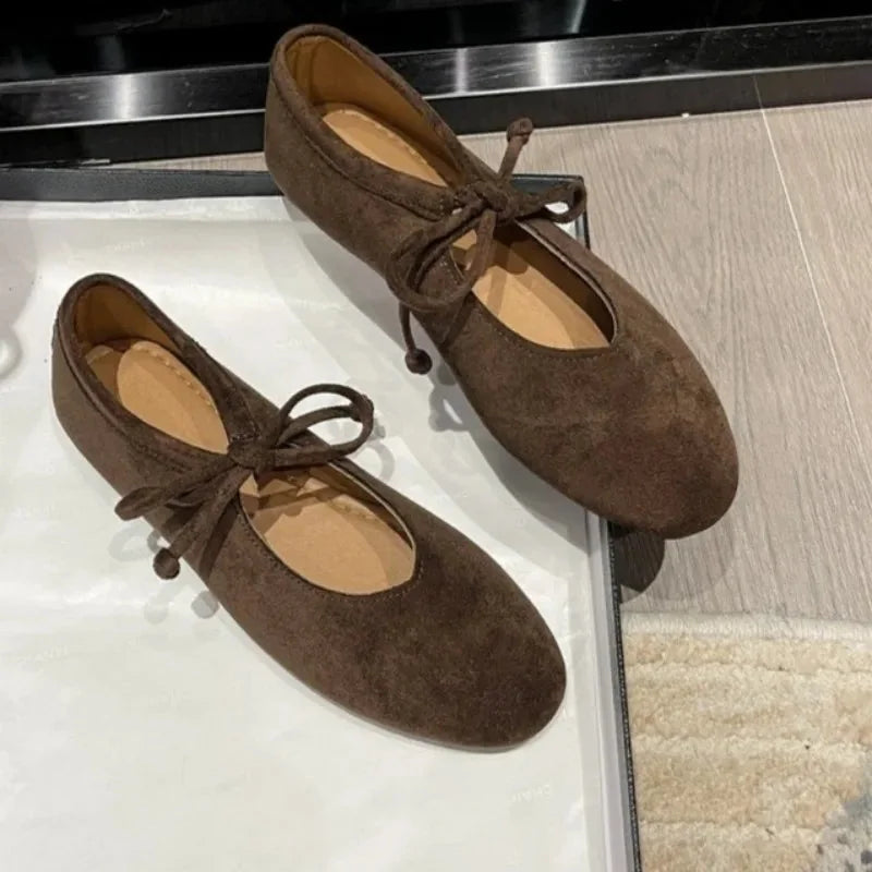 Suede Lace-Up Round Toe Loafers
