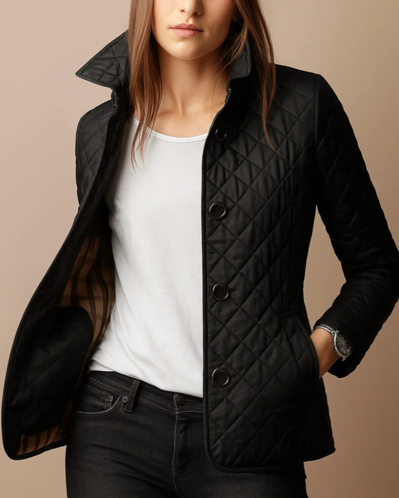 Women's Quilted Jacket with Stand Collar