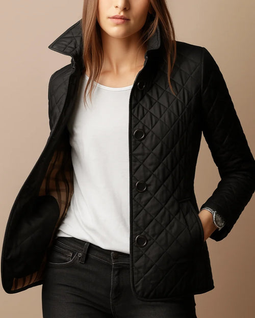 Women's Quilted Jacket with Stand Collar