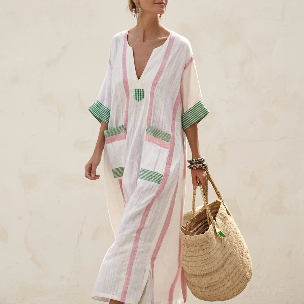 Linen-Blend Relaxed Maxi Dress