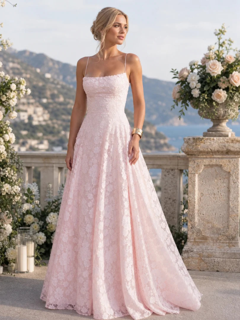 Valenne | Full Lace Maxi Dress with Lace-Up Back