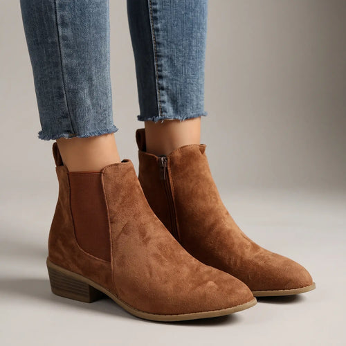 Chelsea Boots – Brown Block Heel Warm Lined