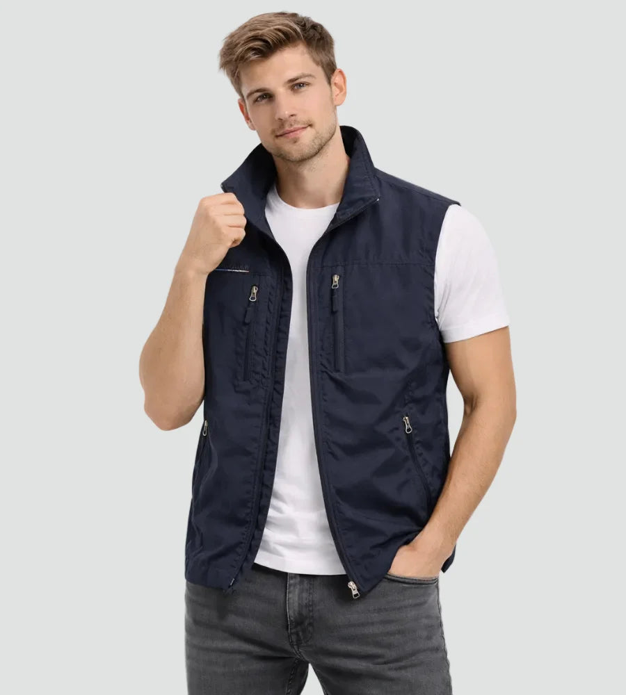 Men's Softshell Vest Stand Collar Full Zip