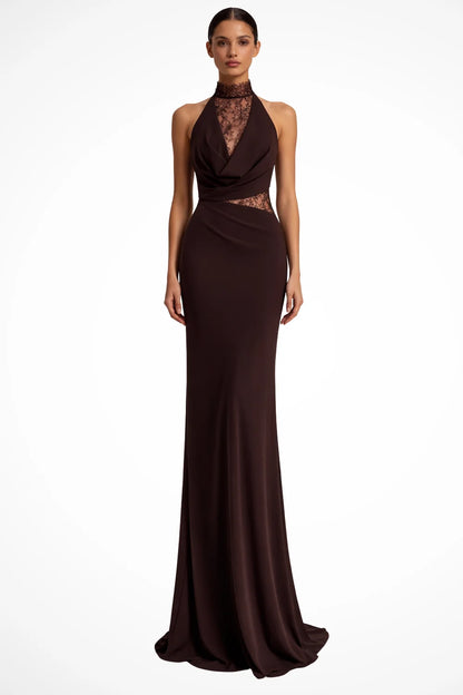 Odessa | Halter Lace Maxi Dress Wedding Guest