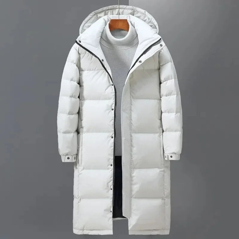 Men's Puffer Jacket – Black Longline Hooded