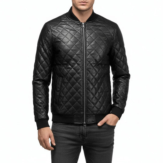 Men's Quilted Faux Leather Moto Jacket