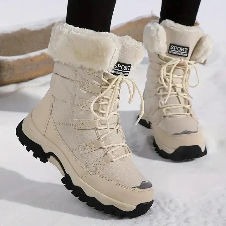 Lace-Up Winter Snow Boots with Plush Lining
