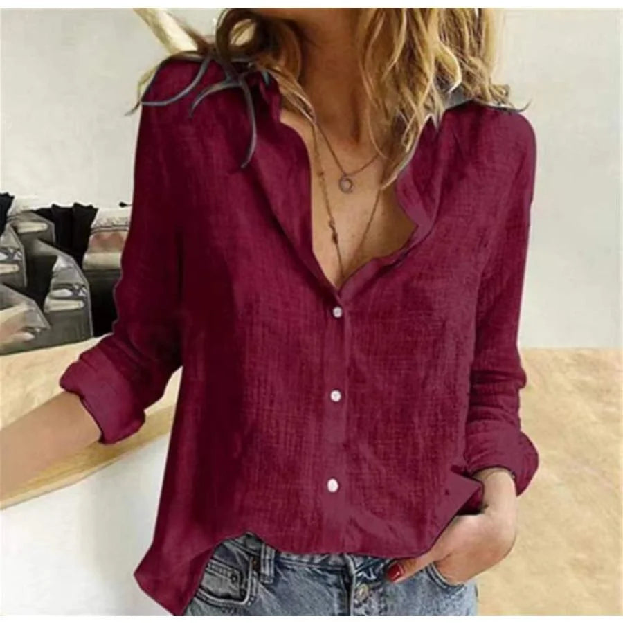 Relaxed Long Sleeve Button-Down Shirt