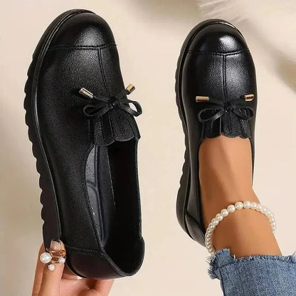 Lace-Up Leather Look Loafers
