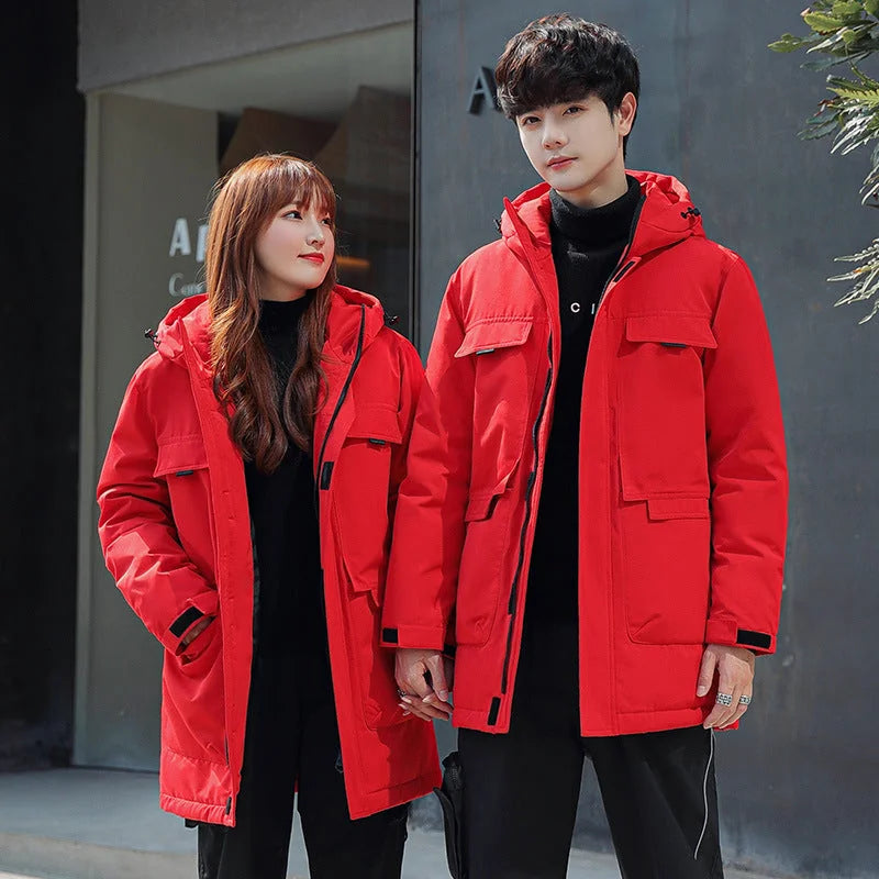 Men's Hooded Puffer Jacket – Black Long Parka