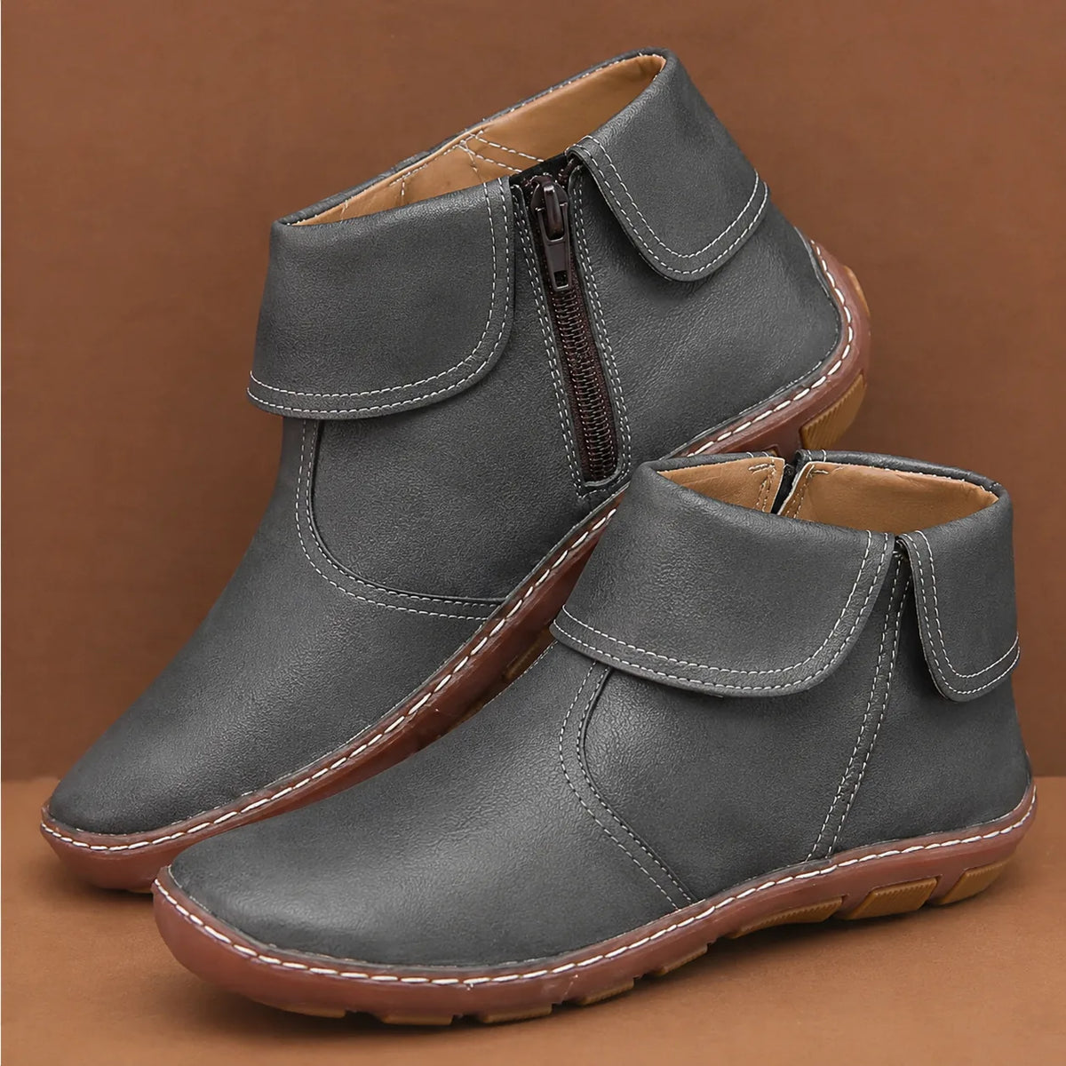 Mirelda | Fold-Over Ankle Boots Slip-On