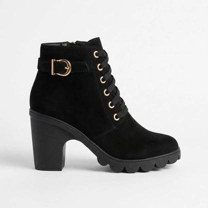 Sloan | Lace-Up Heeled Ankle Boots with Buckle