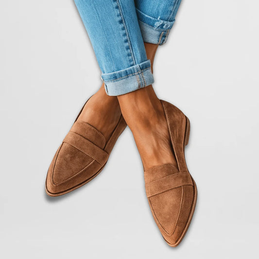 Pointed Toe Loafers with Strap Detail