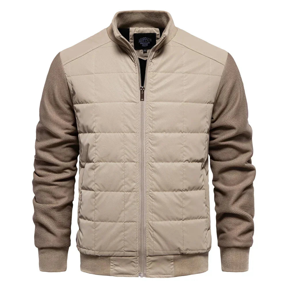 Men's Puffer Jacket – Black Quilted Stand Collar