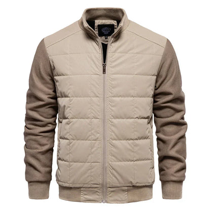 Men's Puffer Jacket – Black Quilted Stand Collar