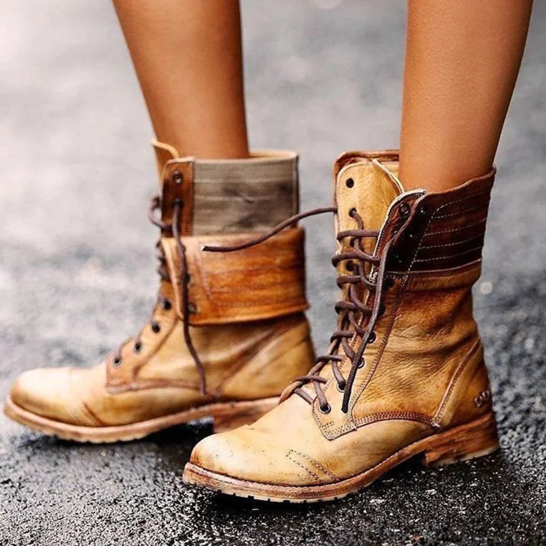 Aurore | Lace-Up Ankle Boots Distressed
