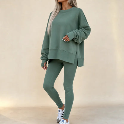 Side-Slit Pullover and Legging Lounge Set