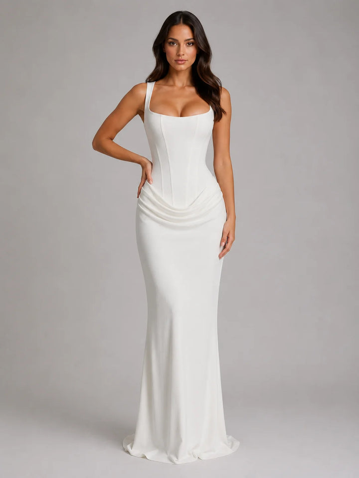 Draped Corset Maxi Dress
