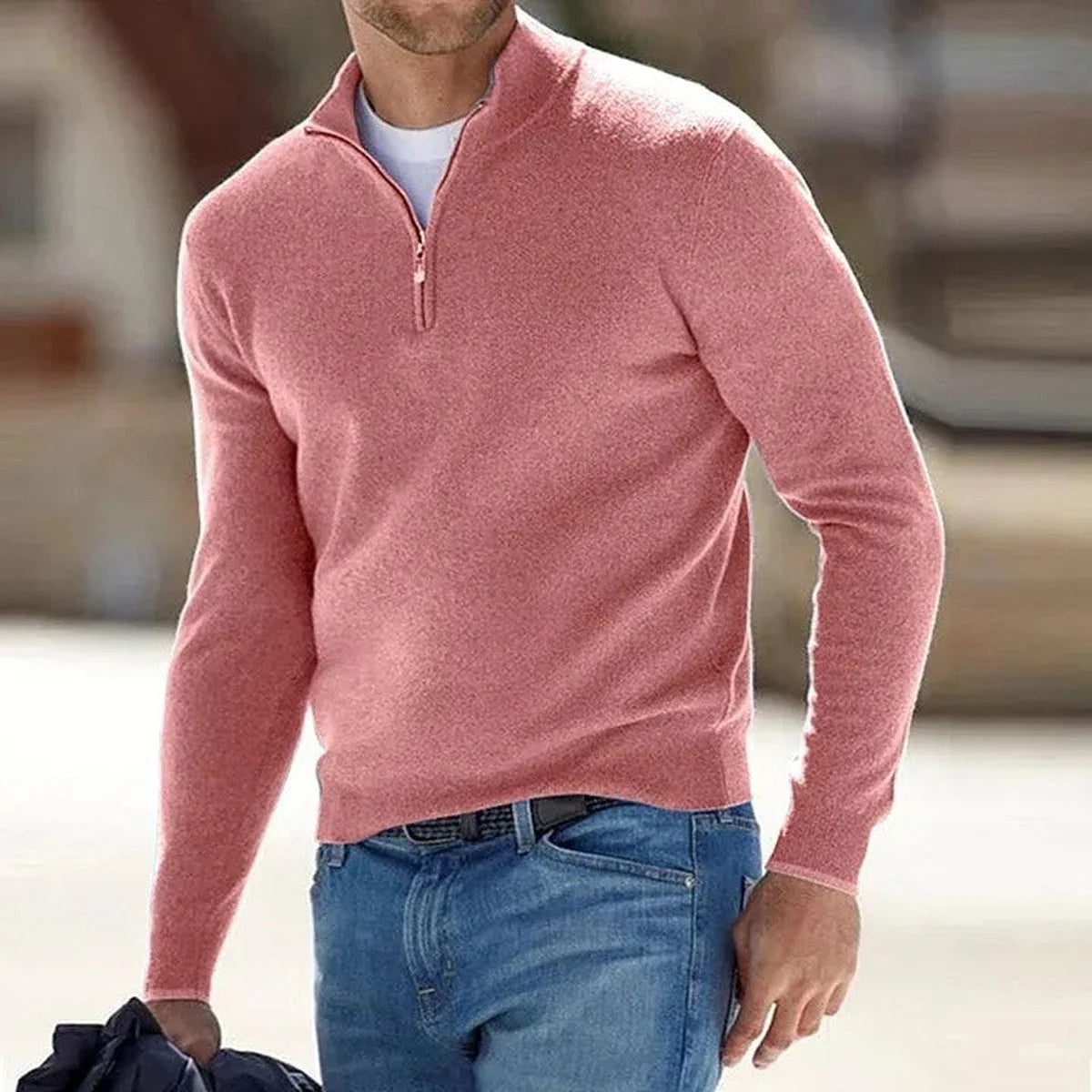 Men's Quarter-Zip Mock Neck Sweater