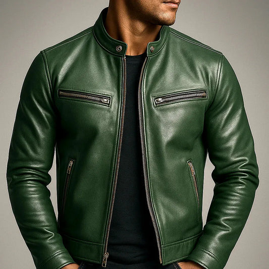Men's Biker Jacket with Zip Pockets