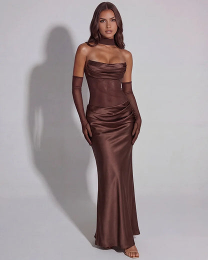 Cowl-Neck Satin Maxi Dress