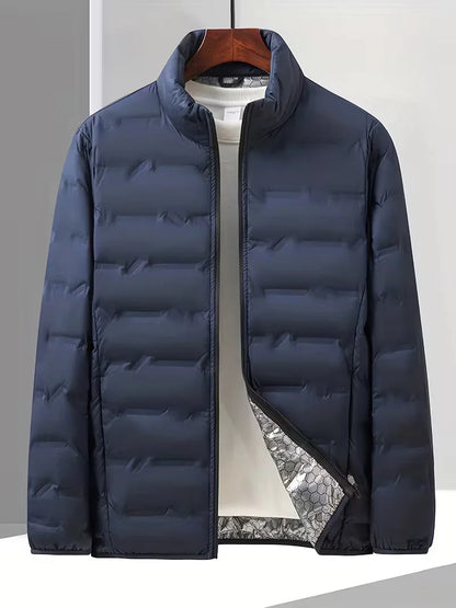 Men's Puffer Jacket – Navy Lightweight Stand Collar