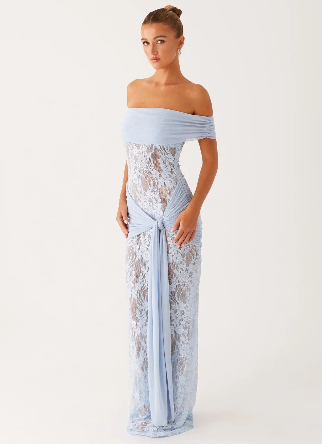 Beatrice | Off-Shoulder Lace Panel Maxi Dress