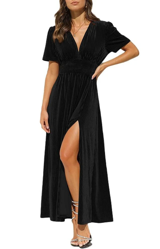 Velvet Wedding-Guest Maxi Dress