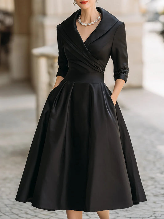 Shawl Collar Midi Wrap Dress